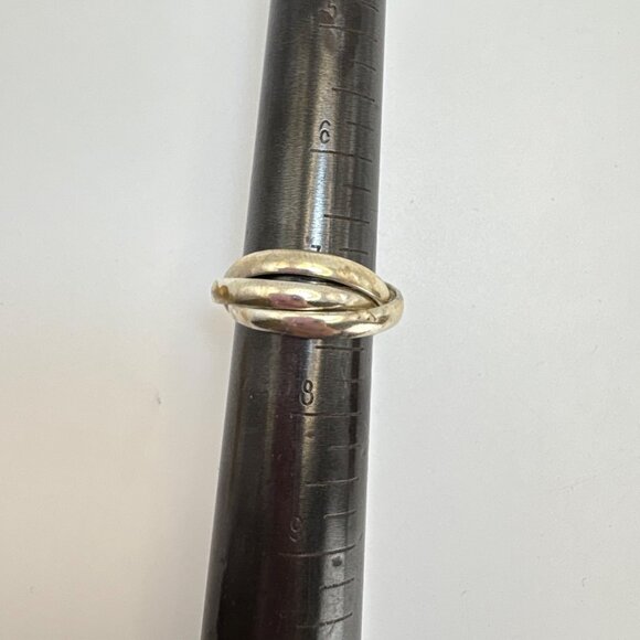 VTG Solid Sterling Silver 925 Interlocking Bands Rolling Rings Size 7.25 - Picture 7 of 9